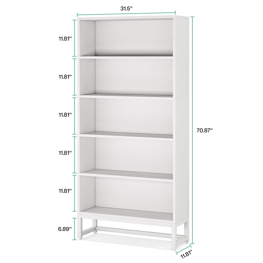 Spaco 70.8" Bookcase, Large Bookshelf Organizer with 5-Tier Storage Shelves, Bookshelf for Indoor, White
