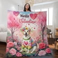 thumbnail image 2 of Hello Valentine’s Day Labrador Retriever Flower Crown Romantic Pink Floral Quilt Blanket Lab Dog Lover Gifts Cozy Comforter Throw Blanket - 00031, 2 of 5