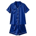 thumbnail image 3 of Aofany Womens Silky Satin Pajama Set Short Sleeve Shirt with Shorts 2 Piece Pjs Sets Soft Silk Sleepwear Nightwear Button-Down Loungewear, 3 of 4