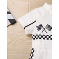 thumbnail image 6 of IWEMEK Neutral Baby Jumpsuit Summer Casual Trendy Mandarin Collar Infant Outfits Checkered Print White Bodysuit, 6 of 8