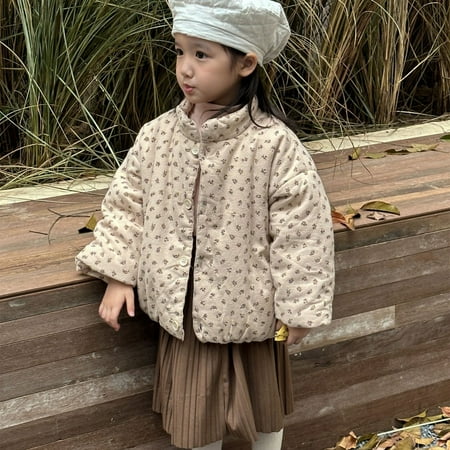 

Spazoro Toddler Girls Boys Outwear Jackets Clearance Turndown Collar Fall and Winter Warm Coats for Girls Khaki Size 3T