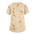 thumbnail image 6 of LTTVQM Easter Scrub Tops Women 2026 Bunny Eggs Graphic Cute Short Sleeve Clothes Soft V Neck Vacation Scrub Tops with Pockets Khaki S, 6 of 6