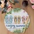 thumbnail image 3 of Summer Slippers Round 15 Inch Placemats Set of 8, Tropical Botanical Palm Leaves Vintage HeatResistant Non Slip Place Mats for Dining Table, Wipeable Braided Kitchen Table Mats for Housewarming, 3 of 9