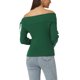 thumbnail image 3 of Suéter de punto acanalado casual de manga larga sin hombros para mujer Inspire Chic, color verde, talla L, 3 of 6