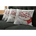 thumbnail image 2 of Ambesonne Cat Throw Pillow Cover 4 Pack, Cat Star Glasses Funny, 18", Pale Pink Beige and Red, 2 of 6