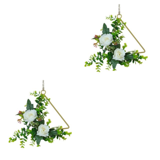 Cateissary Decoraciones de boda: fácil de limpiar, bajo mantenimiento, larga duración, elegante flor artificial, interior o exterior, rosa Rosa blanca delta 2piezas