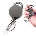 thumbnail image 2 of Retractable Badge Reel Metal Key Ring Clip Extendable ID Card Holder for Office School and Events, 2 of 7