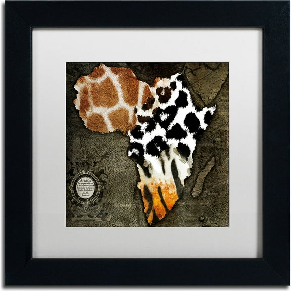 Trademark Fine Art "Animal Map Of Africa" Canvas Art by Color Bakery, White Matte, Black Frame