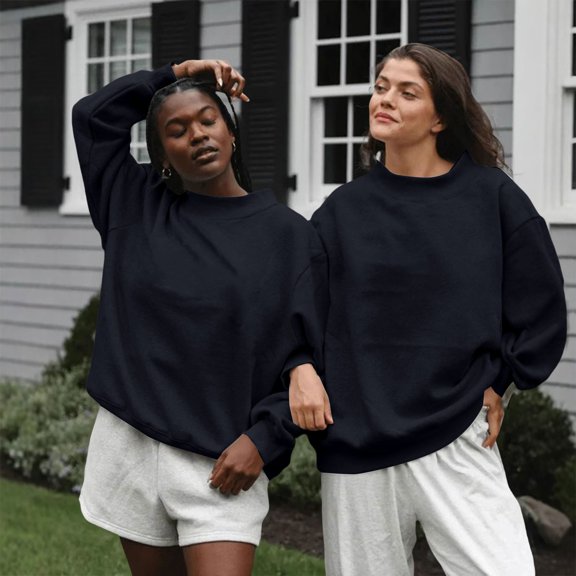 Mock Neck Sweatshirts for Women Oversized Pullover Top Woman Fall Daily Outfits