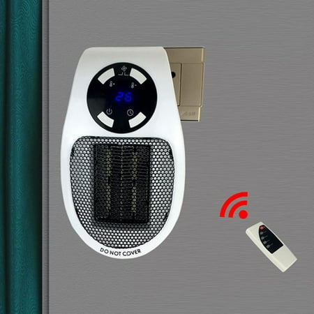 

500W Portable Mini Electric Plug-In Wall Heater Handy Room Blower Fan Radiator with Timing Remote Control Overheating Protection Led Display Function