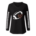 thumbnail image 3 of Pxiakgy Football Shirts for Women 2025 Cute Graphic Print Fall Sweatshirts V Neck Long Sleeve Football Sweatshirts Game Day Heart Football Pullover Tops Mom Shirts Rugby Heart Print T Shirt Black L, 3 of 5