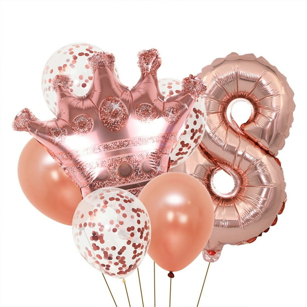 Birthday Decorations Rose Gold Number Balloon & Crown Balloon