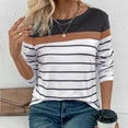 thumbnail image 2 of Lmnyox Women's Striped Tops Soft Long Sleeve Crew Neck T Shirt Summer Casual Pullover Shirt Trendy, 2 of 7