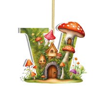Holloyiver 26 Initial Letters Mushroom Small Pendant, Acrylic Personalized 26 Letters Mushroom Hanging Ornament, Flat Acrylic Car Pendant Home Decoration Pendant