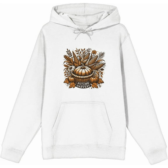 Autumn Harvest Adult White Long Sleeve Hoodie-3XL