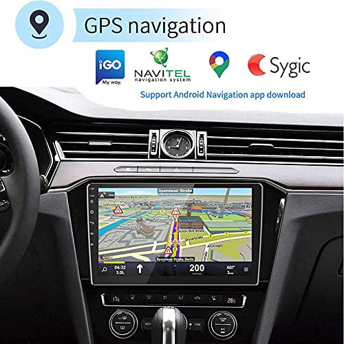 Hikity 10.1 Android Car Stereo Double Din 10.1 Inch Touch Screen Car Radio  GPS Navigation Bluetooth FM Radio Support WiFi Mirror Link for Android/iOS  Phone + Dual USB Input & 12 LEDs