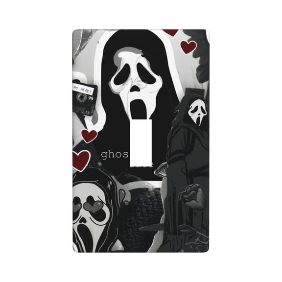 ghost face Light Switch Cover Plates Single Toggle Wall Plate Decorative 1-Gang Christmas Decor Lightswitch Cover