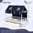 thumbnail image 3 of Costway Lit Maisonnette Double en Bois Massif Lit de Jeu Mezzanine Bas avec Tente 2 Tiroirs de Rangement, 3 of 10
