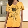 thumbnail image 2 of Busydd Scrubs for Women Fashion Yellow Floral Print Scrub Tops Women Casual Short Sleeve V Neck Work Nursing Uniform Tops Comfy Oversized Workwear with Pockets, 2 of 5