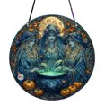 thumbnail image 1 of Gothic Halloween Skeleton Stained Glass Style Acrylic Window Hanging Ornament Colorful Decorative Pendant For Seasonal, 1 of 8