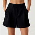 thumbnail image 2 of Hurxie Bermuda Shorts for Women Summer Dressy Casual Elastic High Waisted Wide Leg Knee Length Shorts with Pockets Black,S, 2 of 5