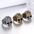thumbnail image 4 of K-KED Mens Stainless Steel Masonic Skull Ring Biker Delicate Jewelry Tone Size 7-13-7-Silver/Gold, 4 of 8