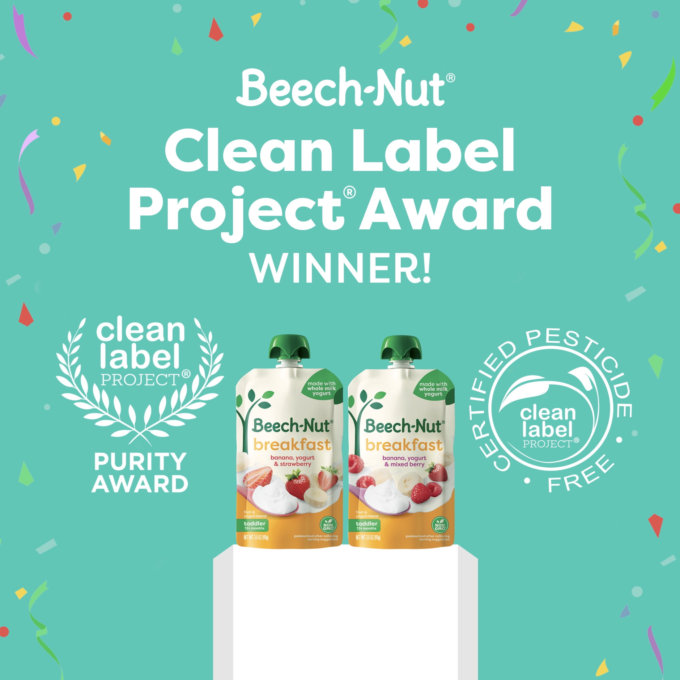 (3 pack) Beech-Nut Fruit & Yogurt Baby Food Pouches, Breakfast Variety Pack, 3.5 oz Pouch (9 Pack)