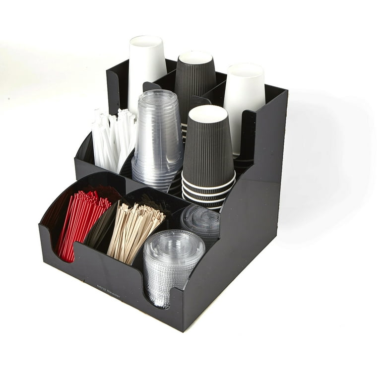 Choice Black 9-Section Countertop Coffee Condiment Organizer