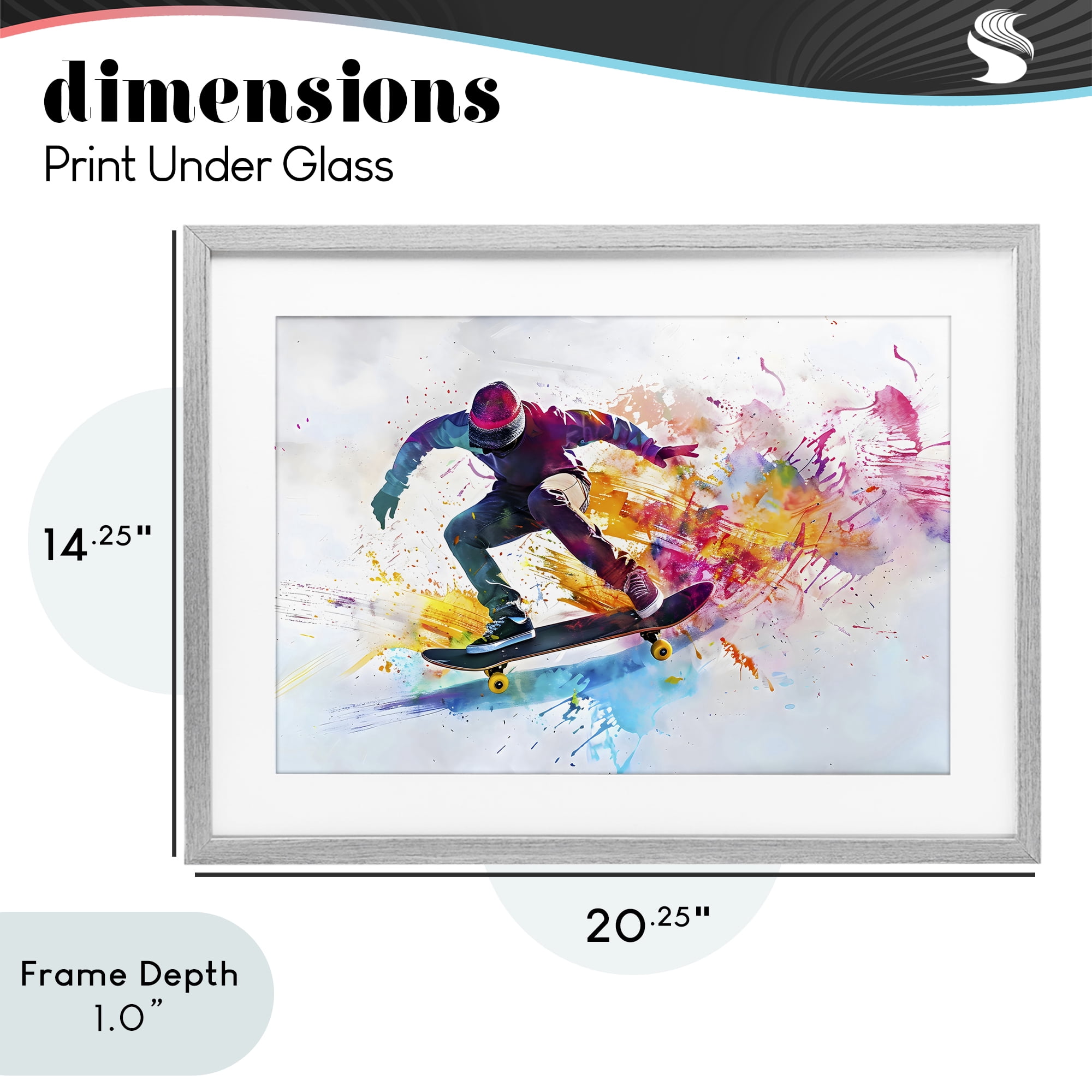 Stupell Industries Skateboarder in Motion Gray Framed Print Under Glass, design by Creative Studio