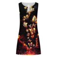 thumbnail image 5 of JUNWELL Womens Grande Taille Robe Dégagement Femmes en Vrac V-Cou Été Solide à Manches Courtes en Coton et en Lin Robe Marine, 5 of 5