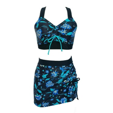 Maternity Swim Dress 2-Piece Set - Long Tankini Top With Shorts & Flowy Skirt For Pregnancy