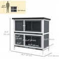 thumbnail image 3 of PawHut Wood Rabbit Hutch with 2 Large Main House, Ramp, Trays, Grey, 3 of 10