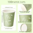 thumbnail image 3 of PYYNA-100 Pcs Sage Green Paper Cups 9 oz Cup Disposable Mr and Mrs Paper Cups Wedding Bridal Shower Coffee Cups Birthday Beverage Drinking Cups Bulk for St Patricks Tea Party Picnic Business Supply, 3 of 4