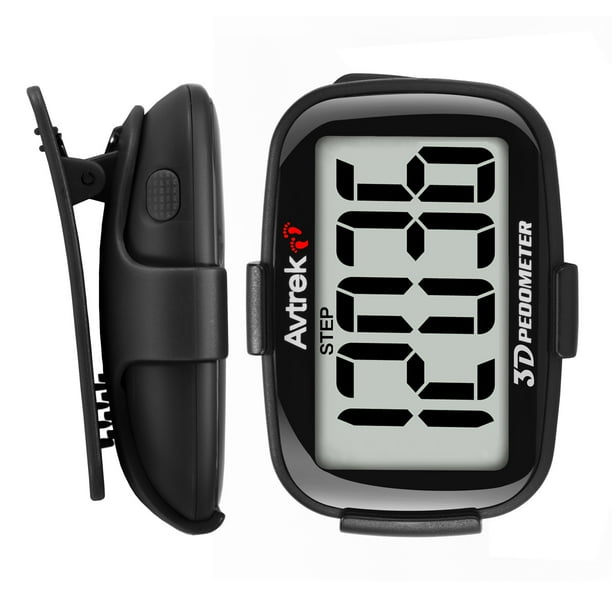AVTREK 3D Step Counter Clip On with LED Backlight Pocket Pedometer for