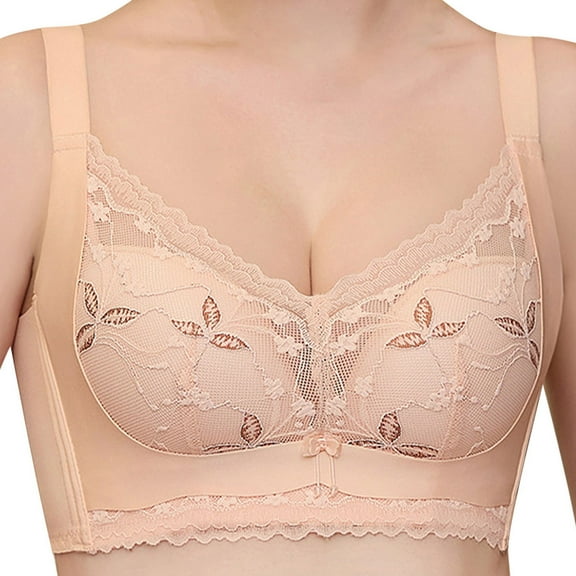 Lovzfmll Women's Non Steel Ring Style Printed Gathered Middle Button Breathable Underwear Daily Bra