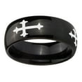thumbnail image 2 of Tungsten Christian Cross Religious 8mm Glossy Black Polished Dome Men Ring, 2 of 2