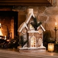 Lighted Vintage Snow Roof Cabin Christmas Decoration Festive Tabletop ...