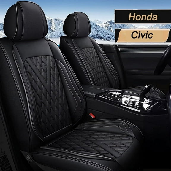 DIKSOAKR Full Set Car Seat Covers Fit for Honda Civic 2020-2024 Faux Leather Seat Covers 2 Rows 5 Seats Waterproof Anti-Slip Seat Cushion Automotive Interior Accessories (Black Line)