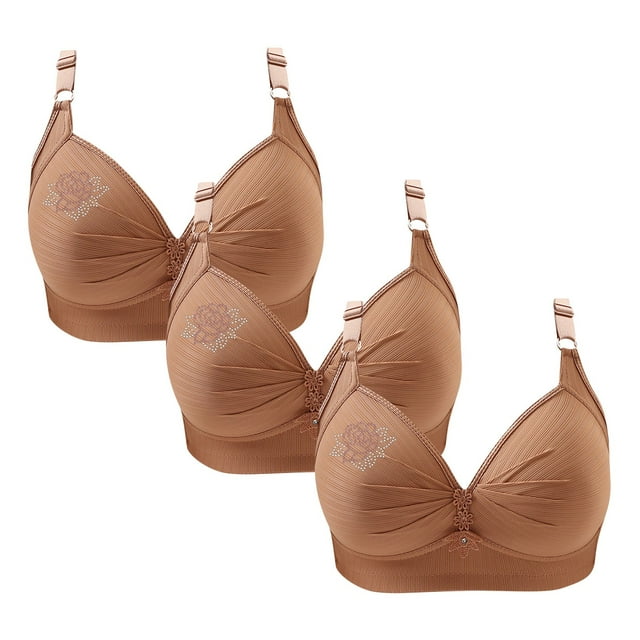 Timegard Bras for Women 3pc Wireless Full Support Adjustable Strap Print Breathable Comfy Daily Bras
