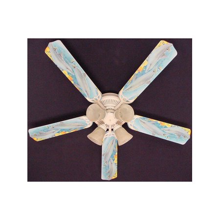 Children's Dolphins Print Blades 52in Ceiling Fan Light ...
