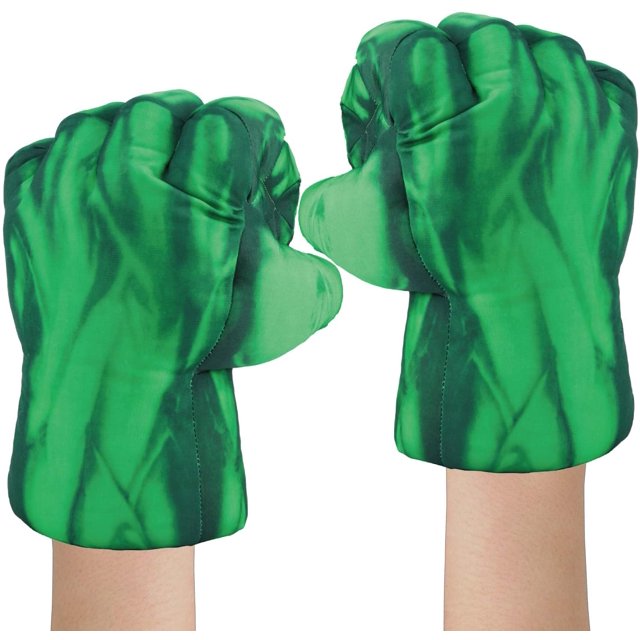 Superhero Plush Gloves Pillow Fists Hands, Green