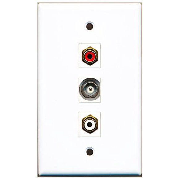 RiteAV - 1 Port RCA Red and 1 Port RCA White and 1 Port BNC Wall Plate