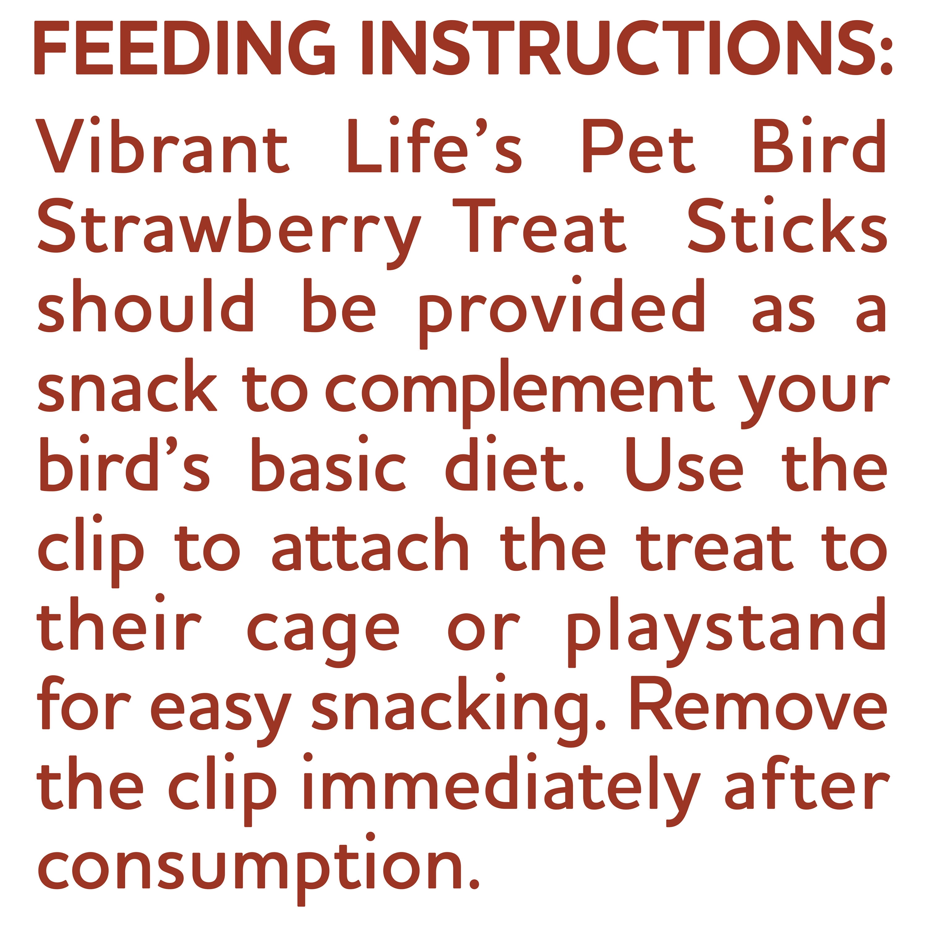(3 pack) Vibrant Life Parakeet Treat Sticks, Strawberry, 3.17 oz. Bag, 2 Pieces