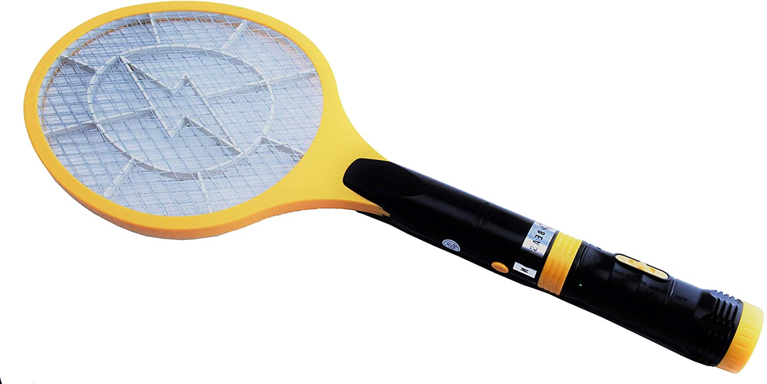 Beastron Bug Zapper Electric Fly 3000V USB Rechargeable, Mosquito Racquet Killer Racket with LED Light & 2 Layer Mesh (Large Size), (Yellow, 4 Pack)