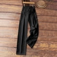 thumbnail image 6 of Nestiefly Linen Pants Women Wide Leg Palazzo Pant Drawstring Elastic Waist Trousers Casual Boho Summer Pants Beach Vacation Black L, 6 of 7