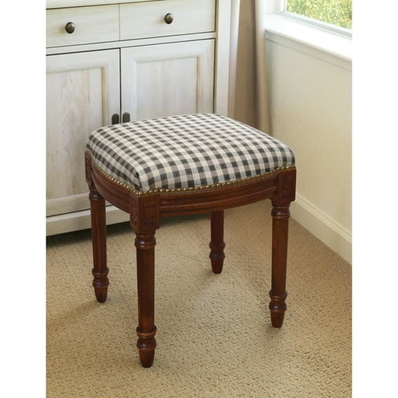123 Creations Black Gingham Vanity Stool