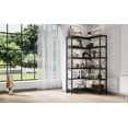 thumbnail image 4 of CLAUBIO 6-Tier L-Shaped Bookcase Storage Organizer, Tall Corner Bookshelf-Open Display Freestanding Storage, Wood and Metal Storage Rack, Black, 4 of 5