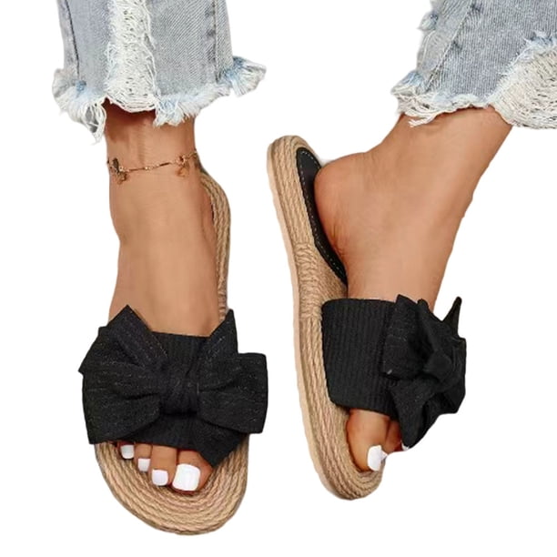Sandalias Al Aire Libre Toboganes Tobogados Abiertos Planas para Mujeres Boho (41)