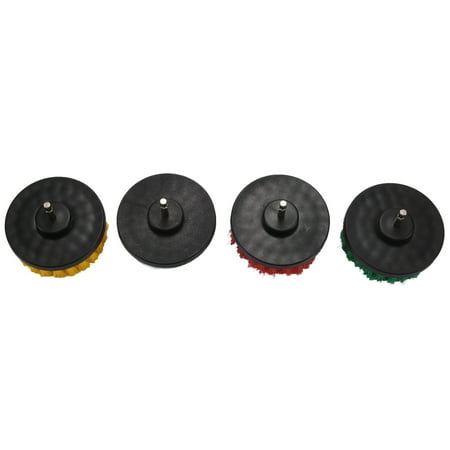 

4In 4 Piece Soft Medium and Stiff Scrubbing Brush Drill Attachment for Cleaning Showers Tubs Bathrooms Tile Grout Carpet Tires Boats
