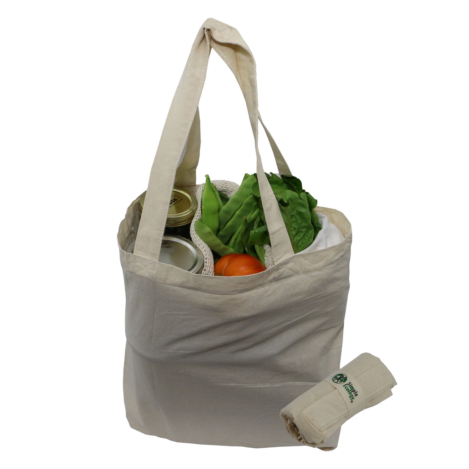 Simple Ecology Organic Cotton Reusable Folding Rolled Tote with Inner ...